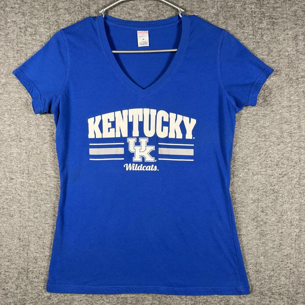 Kentucky Wildcats Shirt Womens Medium Blue NCAA Sideline V Neck Graphic Tee